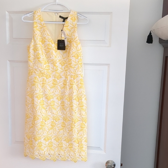 White House Black Market Yellow and White Mini Sundress - Picture 3 of 3